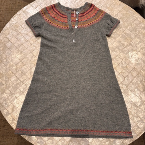 Free People Sweater dress mini knit fair isle Gray grey with Multicolor Accents - Picture 2 of 11